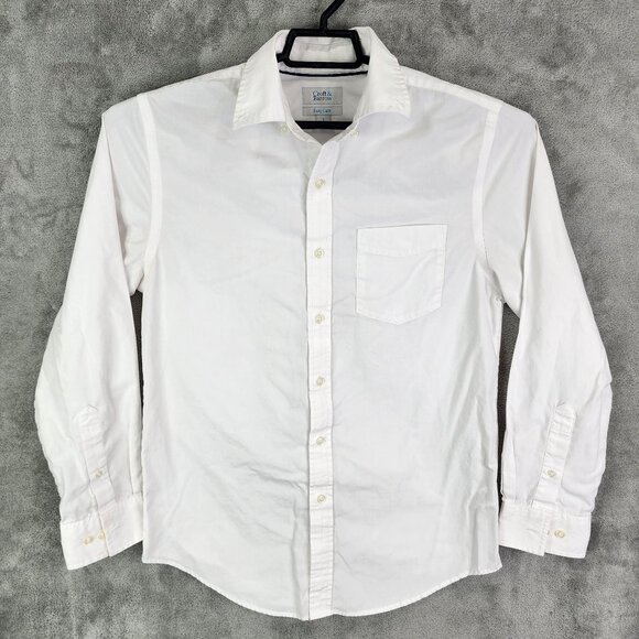 Mens White Croft & Barrow Shirt Button Down Long Sleeve Pocket Size S - Picture 2 of 8